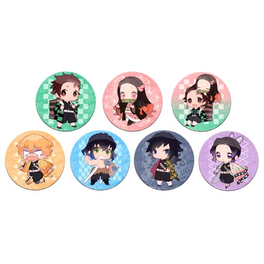 Set of 7 Demon Slayer: Kimetsu no Yaiba 76mm Button illust Yuuhi [USED]