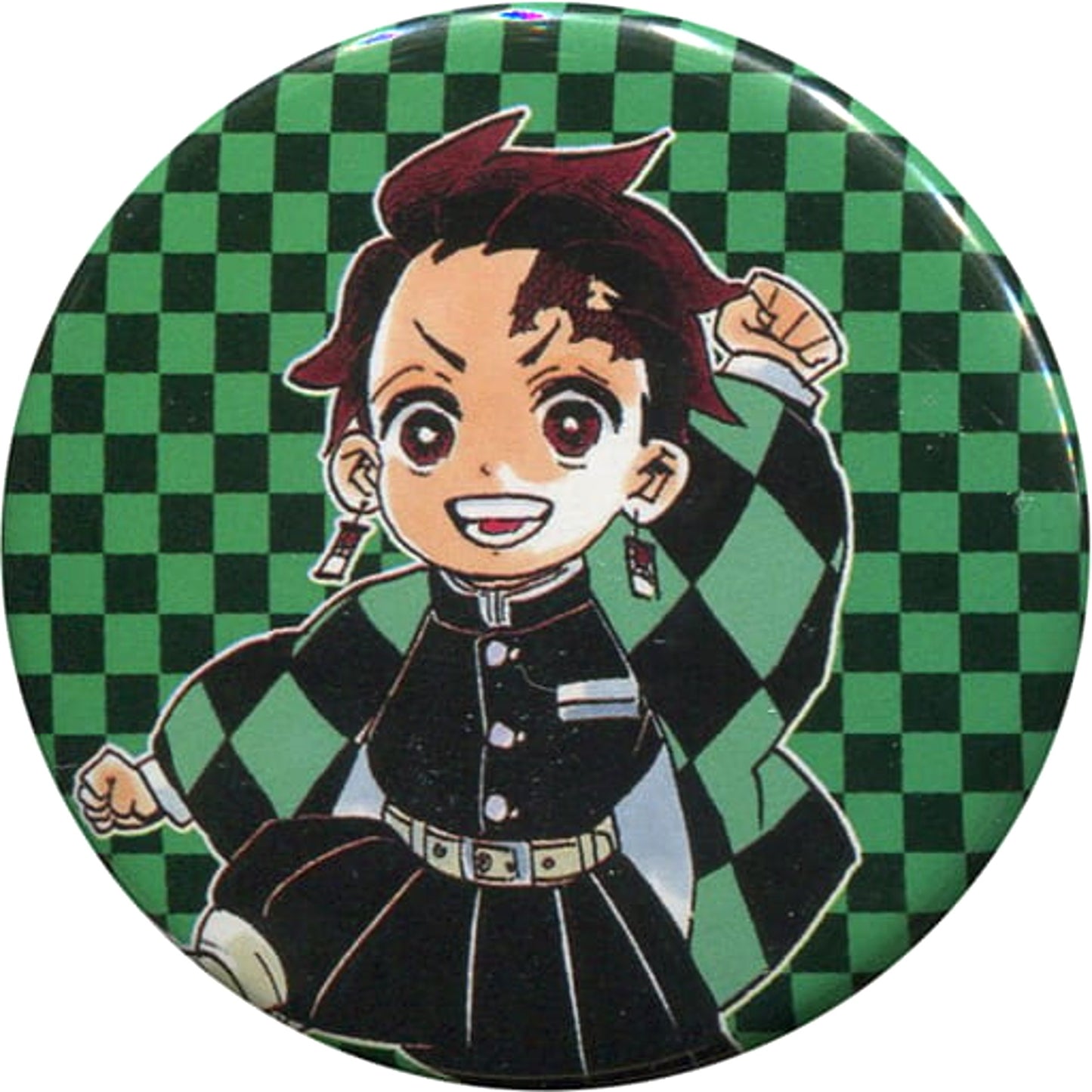 Tanjiro Kamado Background: Checkered Pattern Demon Slayer: Kimetsu no Yaiba Collection Button Petit Character Ver. Jump Festa 2020 Limited [USED]
