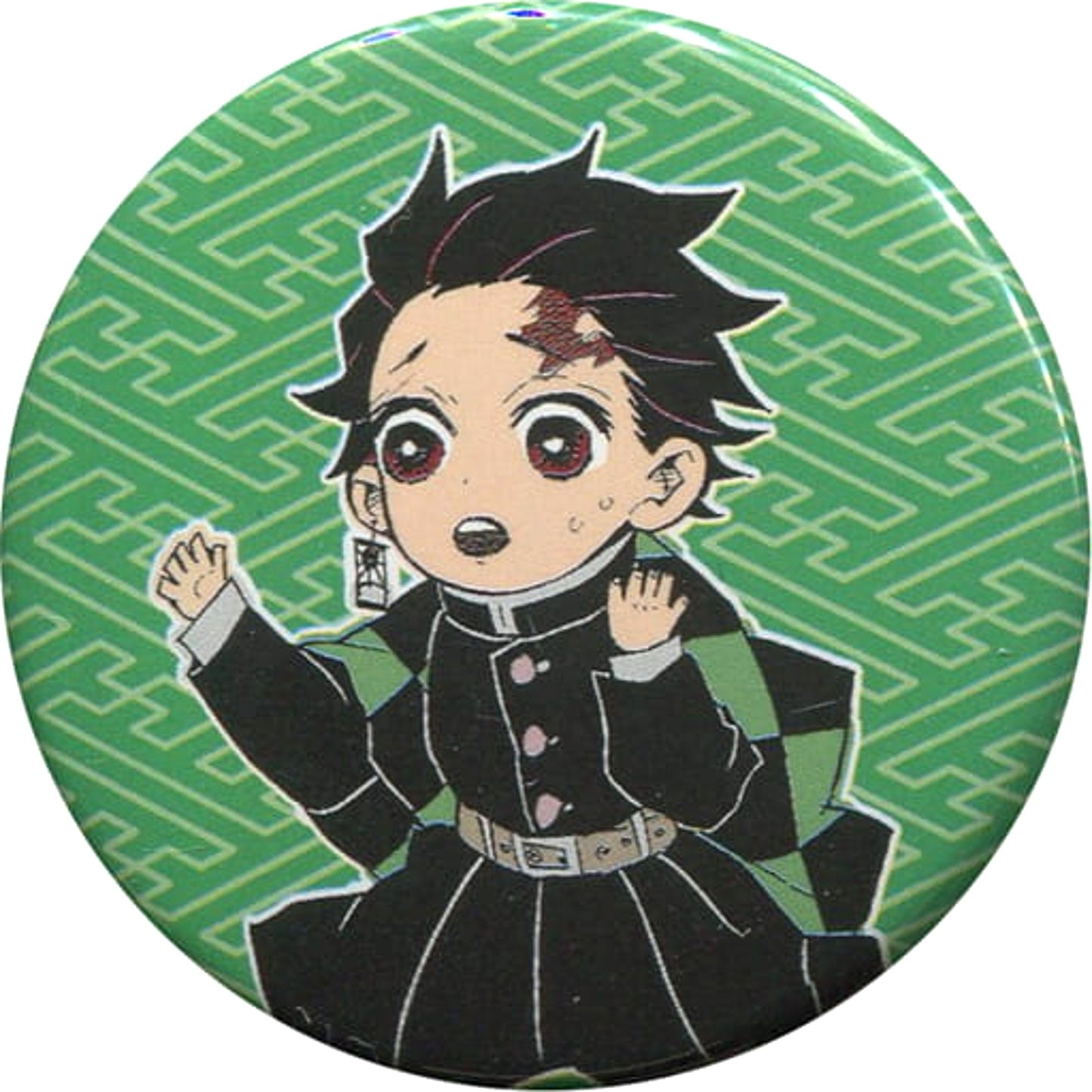 Tanjiro Kamado Background: Sayagata Pattern Demon Slayer: Kimetsu no Yaiba Collection Button Petit Character Ver. Jump Festa 2020 Limited [USED]