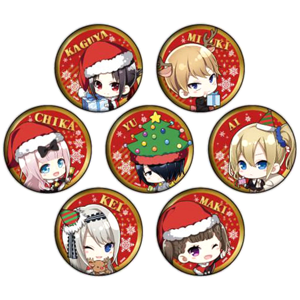 Kaguya-sama: Love is War Kaguya Shinomiya & Others Mini Character Can Badge 06 Christmas Ver. All 7 Types Set Buttons [USED]