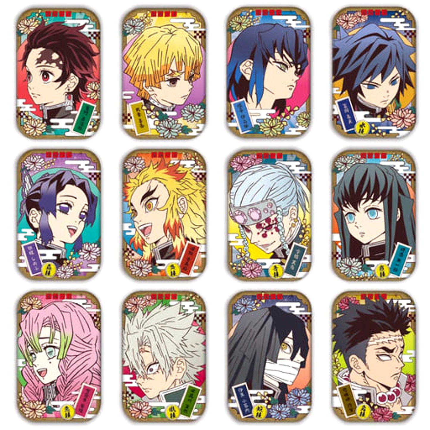 Zenitsu Agatsuma & Others Demon Slayer: Kimetsu no Yaiba All 12 Types Set Round Squiare Button 3 [USED]