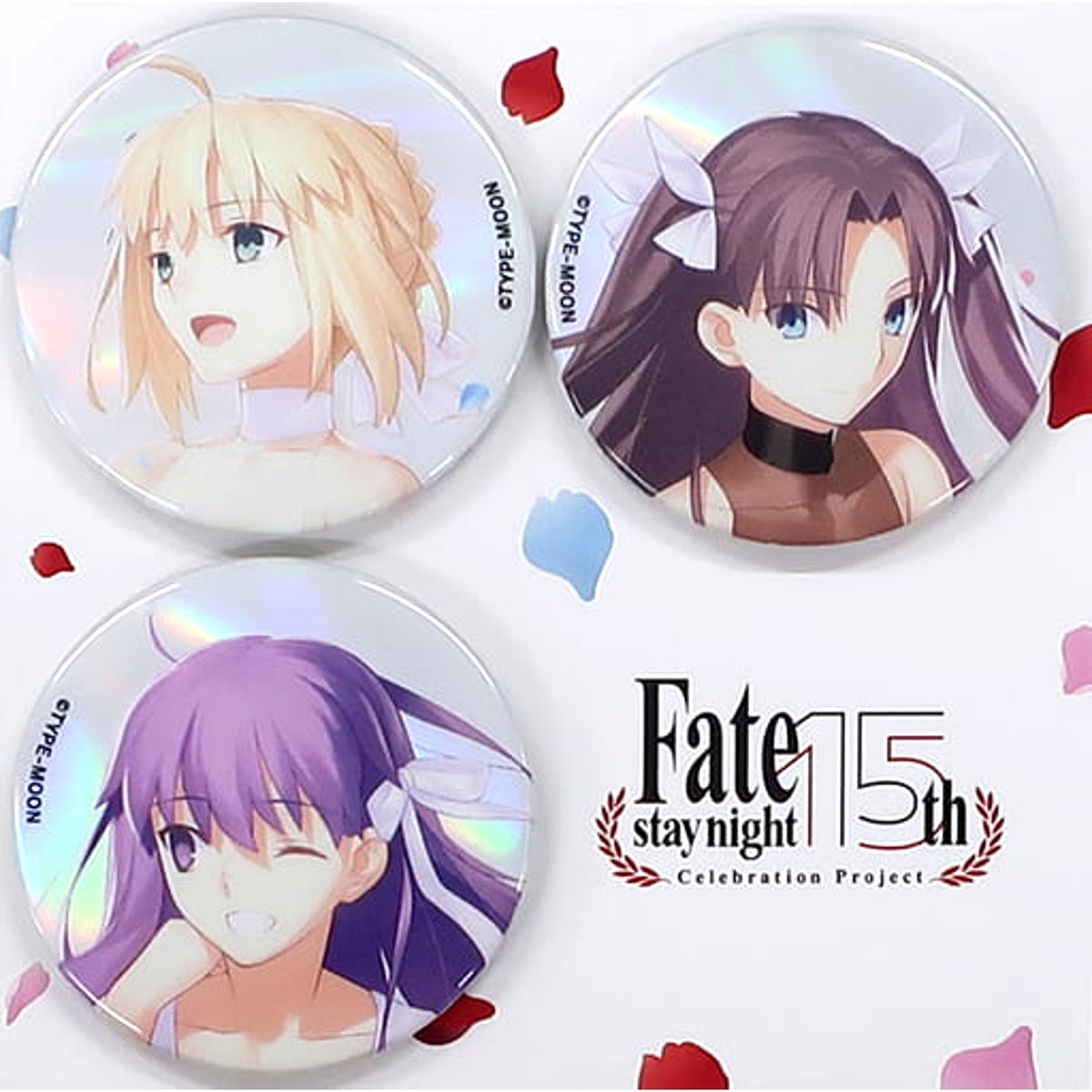 Fate/stay night Exhibition Commemoration Can Badge Set Type-Moon Exhibition Fate/Stay Night: 15 Years of Trajectory Limited Set of 3 Buttons [USED]
