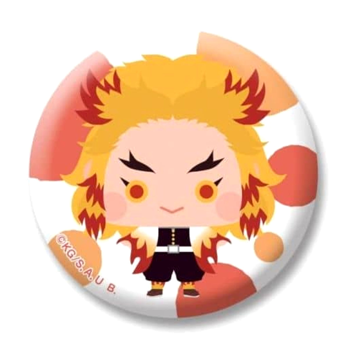 Demon Slayer: Kimetsu no Yaiba Kyojuro Rengoku Cheechara Trading Can Badge Buttons [USED]