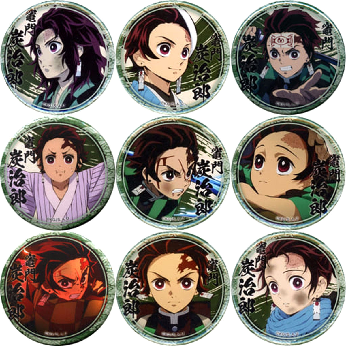 Demon Slayer: Kimetsu no Yaiba Tanjiro Kamado Kujibiki Can Badge Tanjiro Kamado Ver. Character Emaki Cafe in Ufotable Cafe Limited All 9 Types Set Buttons [USED]