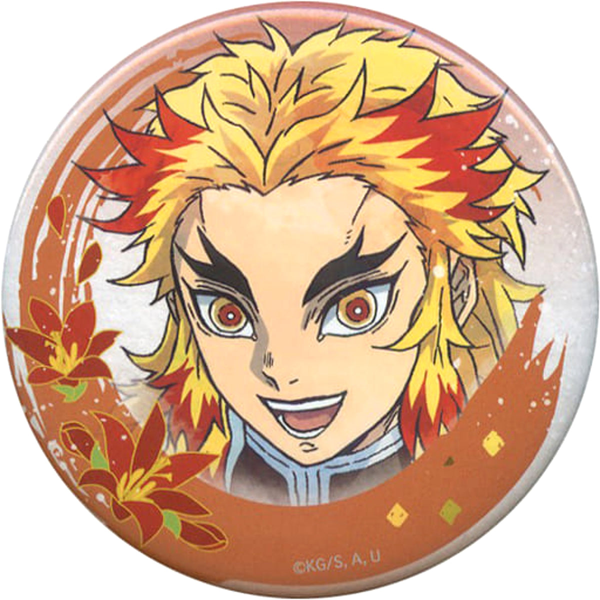 Demon Slayer: Kimetsu no Yaiba Kyojuro Rengoku Wet Color Series Can Badge Village Vanguard Limited Buttons [USED]