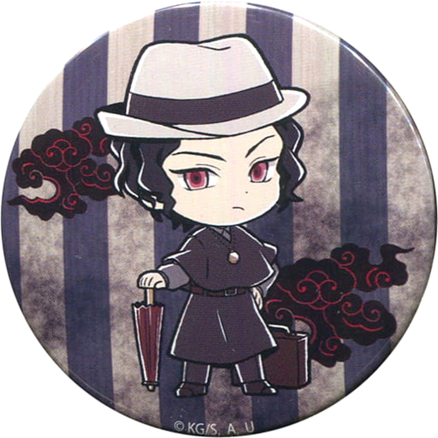 Demon Slayer: Kimetsu no Yaiba Muzan Kibutsuji Can Badge Real Nazotoki Game: Gangu-ya ni Hisomu Oni o Ute! Fair animate Limited Buttons [USED]