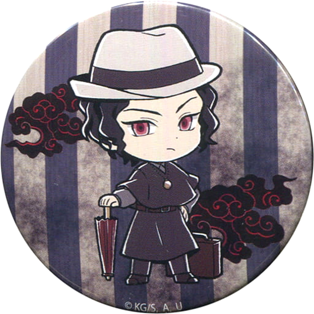 Demon Slayer: Kimetsu no Yaiba Muzan Kibutsuji Can Badge Real Nazotoki Game: Gangu-ya ni Hisomu Oni o Ute! Fair animate Limited Buttons [USED]