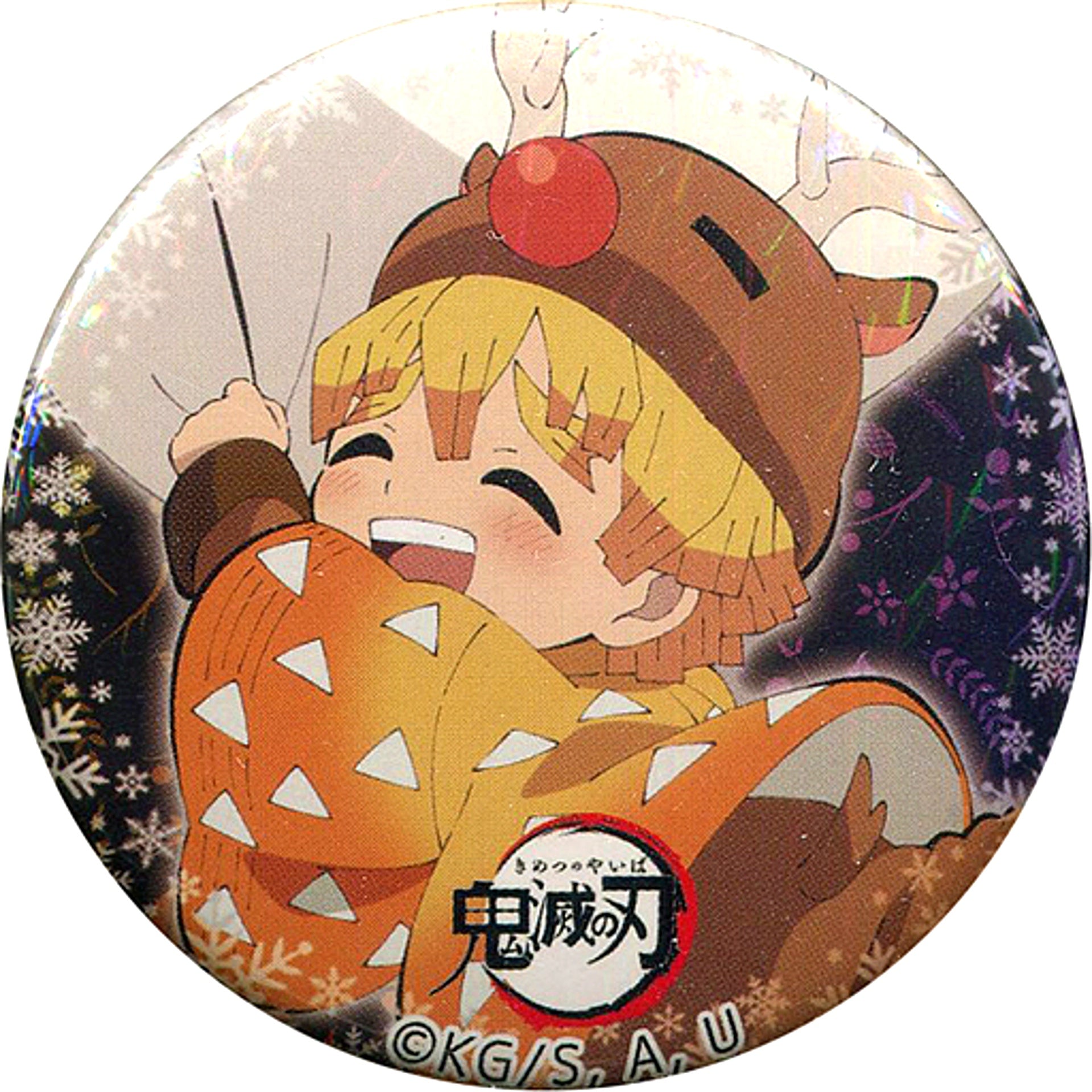 Zenitsu Agatsuma Holo Ver. Demon Slayer Kimetsu no Yaiba 56mm Button Christmas Event [USED]