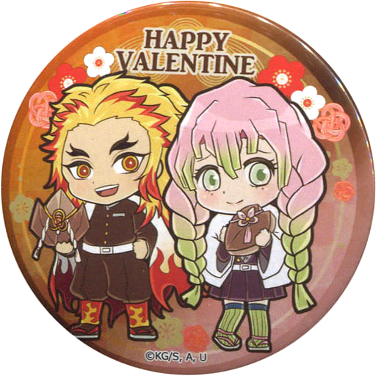 Demon Slayer: Kimetsu no Yaiba Kyojuro Rengoku Mitsuri Kanroji Valentine Newly Drawn Button Preroll Limited Menu Order Benefits [USED]