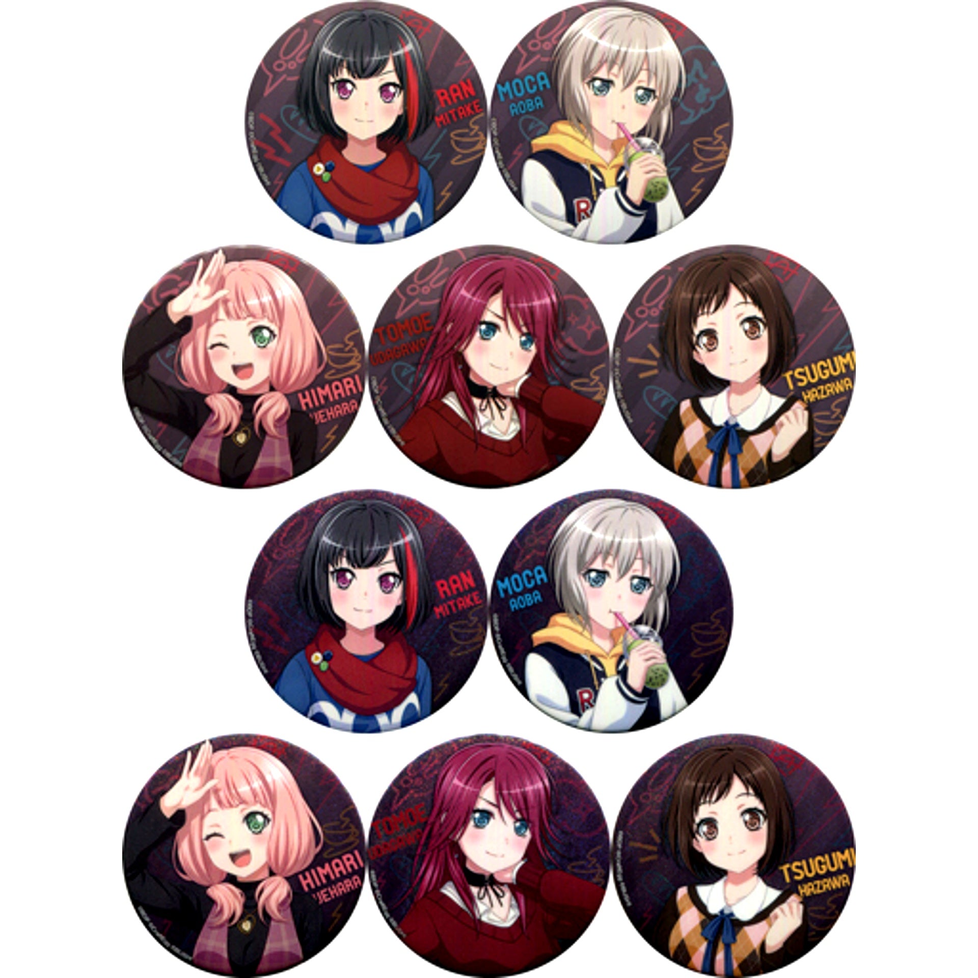 Set of 10 BanG Dream Afterglow Special Event Itsumo Doori no Houkago Days Trading Button [USED]