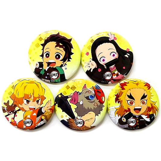 Set of 5 Demon Slayer: Kimetsu no Yaiba Setsubun Event Setsubun Drawn 57mm Random Button [USED]