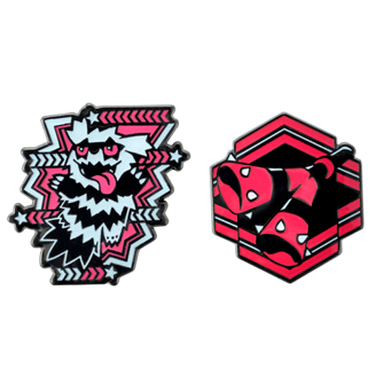 Set of 2 Galarian Zigzagoon & Vuvuzela Pokemon Pins GOGO YELL Pokemon Center Limited [USED]
