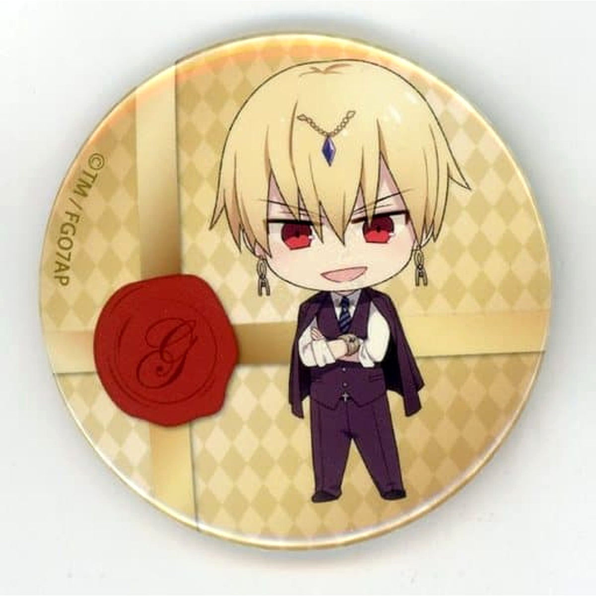 Fate/Grand Order: Absolute Demonic Front - Babylonia Caster/Gilgamesh Chibi Can Badge Party Ver. LAWSON Limited Buttons [USED]