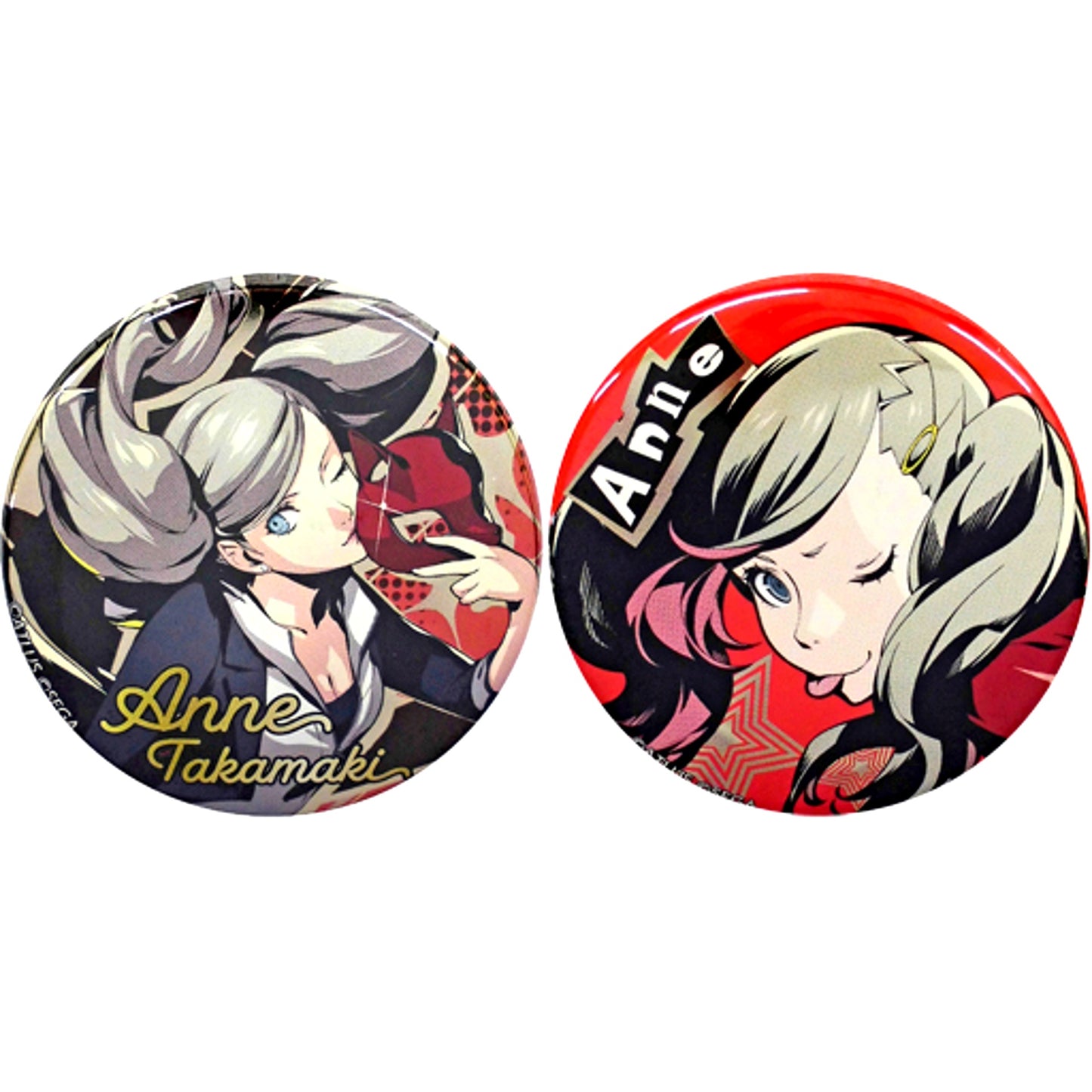 Set of 2 Ann Takamaki Persona 5 The Royal Metal Style Button Prize D-5 Rakuten Collection [USED]