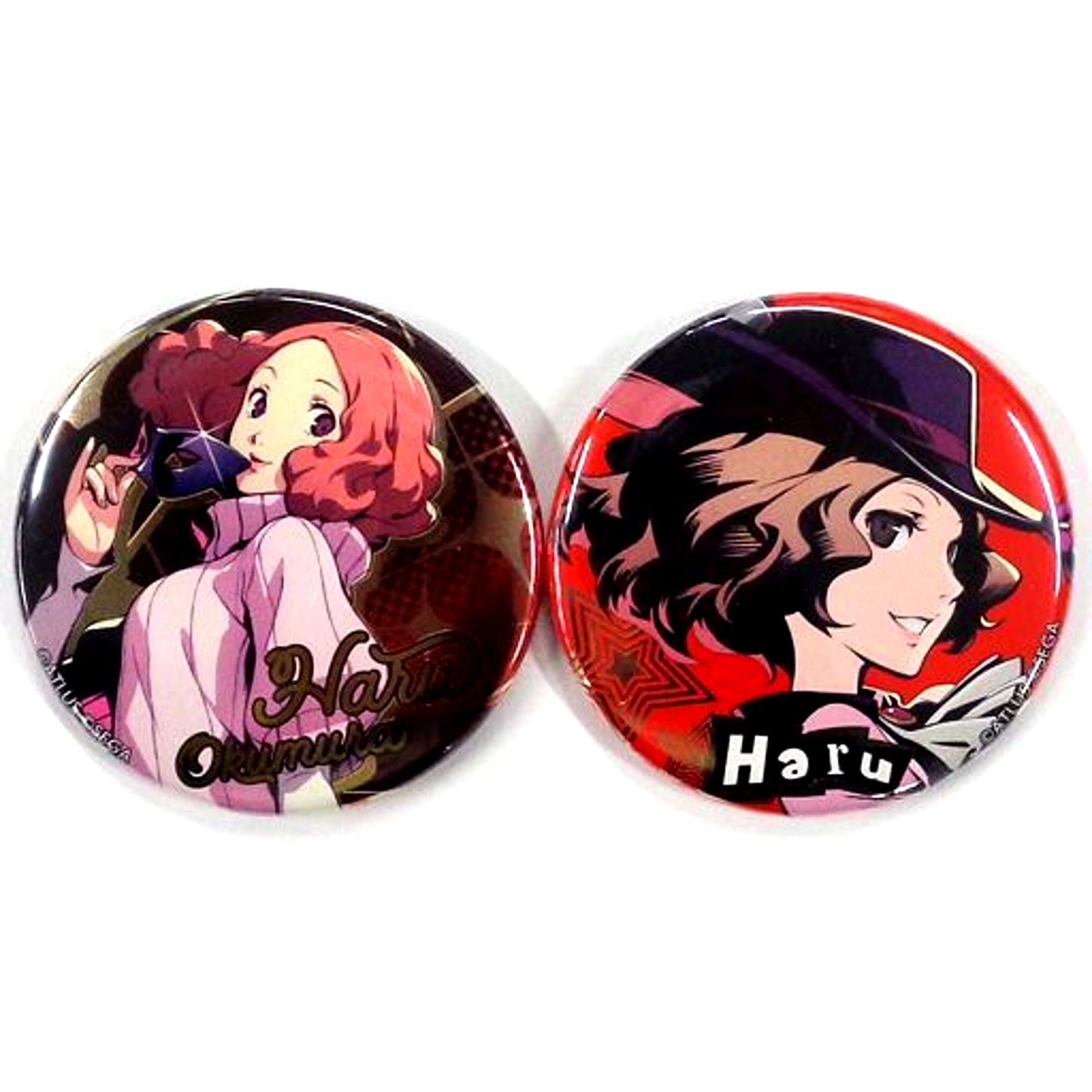 Set of 2 Haru Okumura Persona 5 The Royal Metal Style Button Prize D-9 Rakuten Collection [USED]