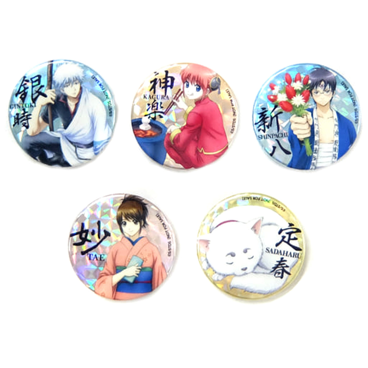 Gintama Gintoki Sakata & Others Hologram Can Badge 5 Piece Set ANIPLEX+ Limited Blu-ray Box Gintama Season 1 Purchase Bonus Buttons [USED]
