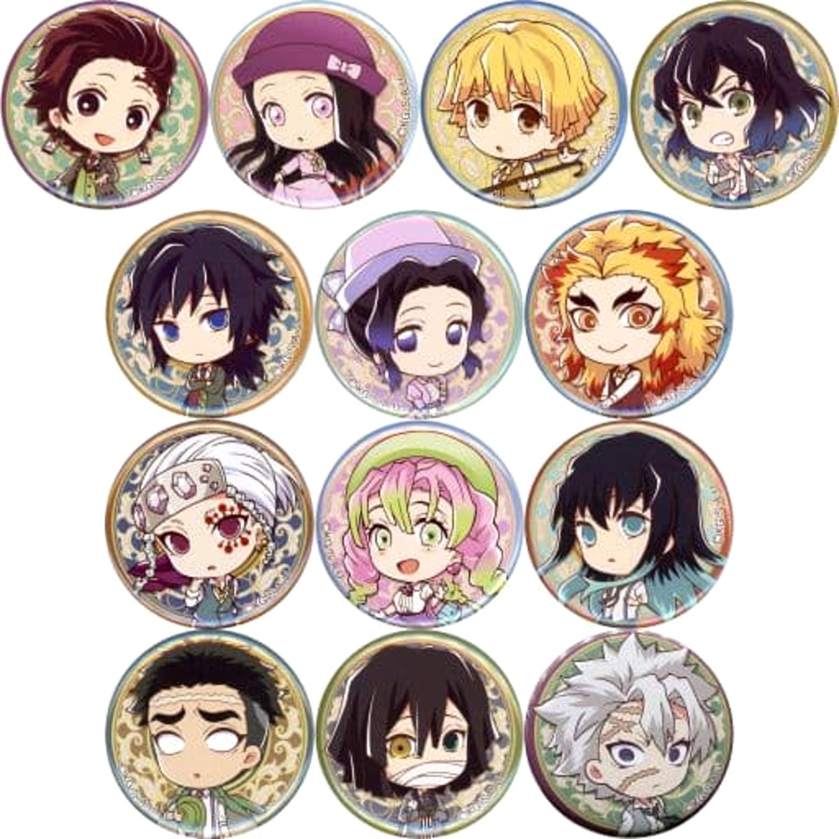 Demon Slayer: Kimetsu no Yaiba Shinobu Kocho & Others Kimetsu Modern Trading Can Badge Fujiiro Shopping Street Amiami Street in Akihabara Limited All 13 Types Set Buttons [USED]