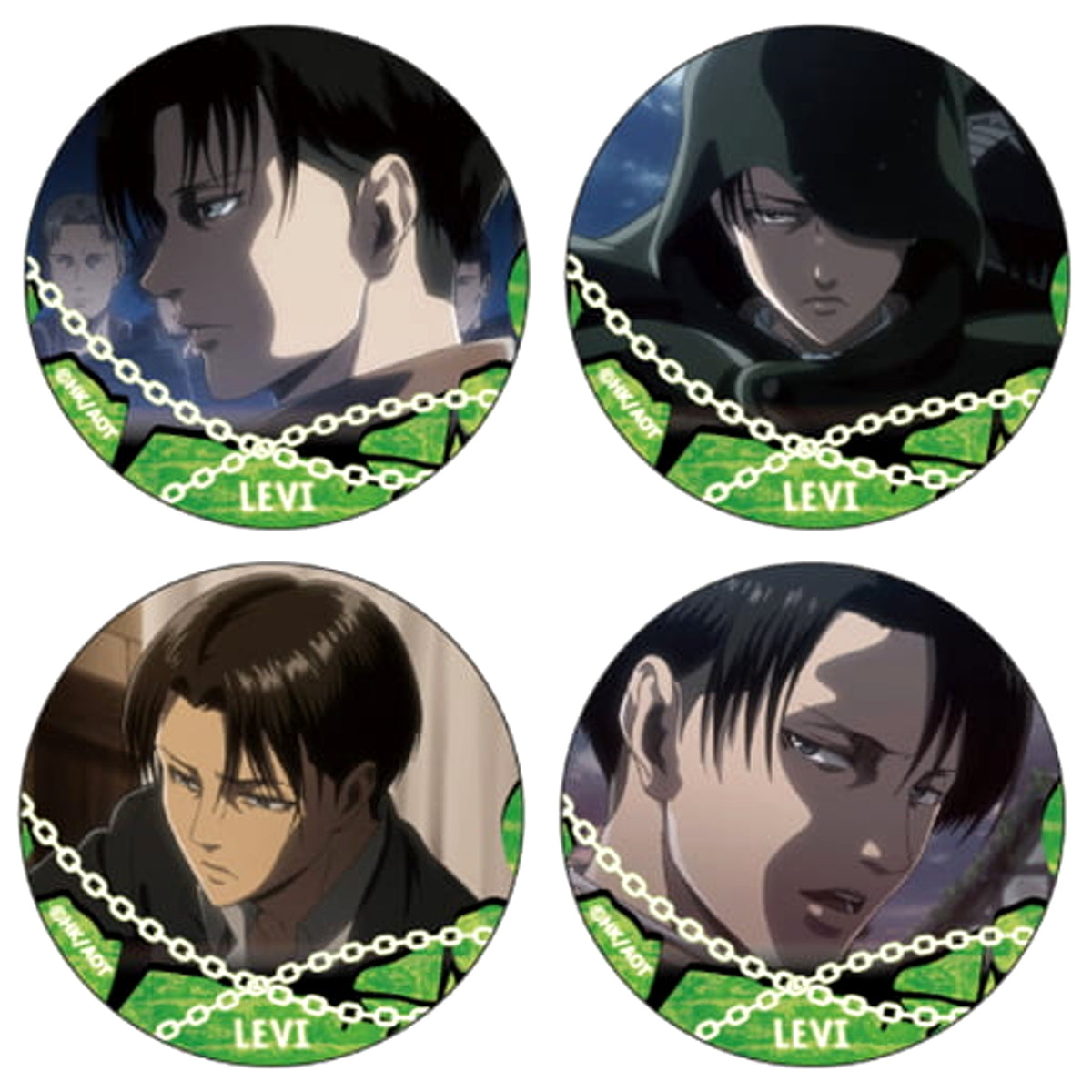 Attack on Titan Levi Ackerman Favorite Character Can Badge Set of 4 Buttons [USED]