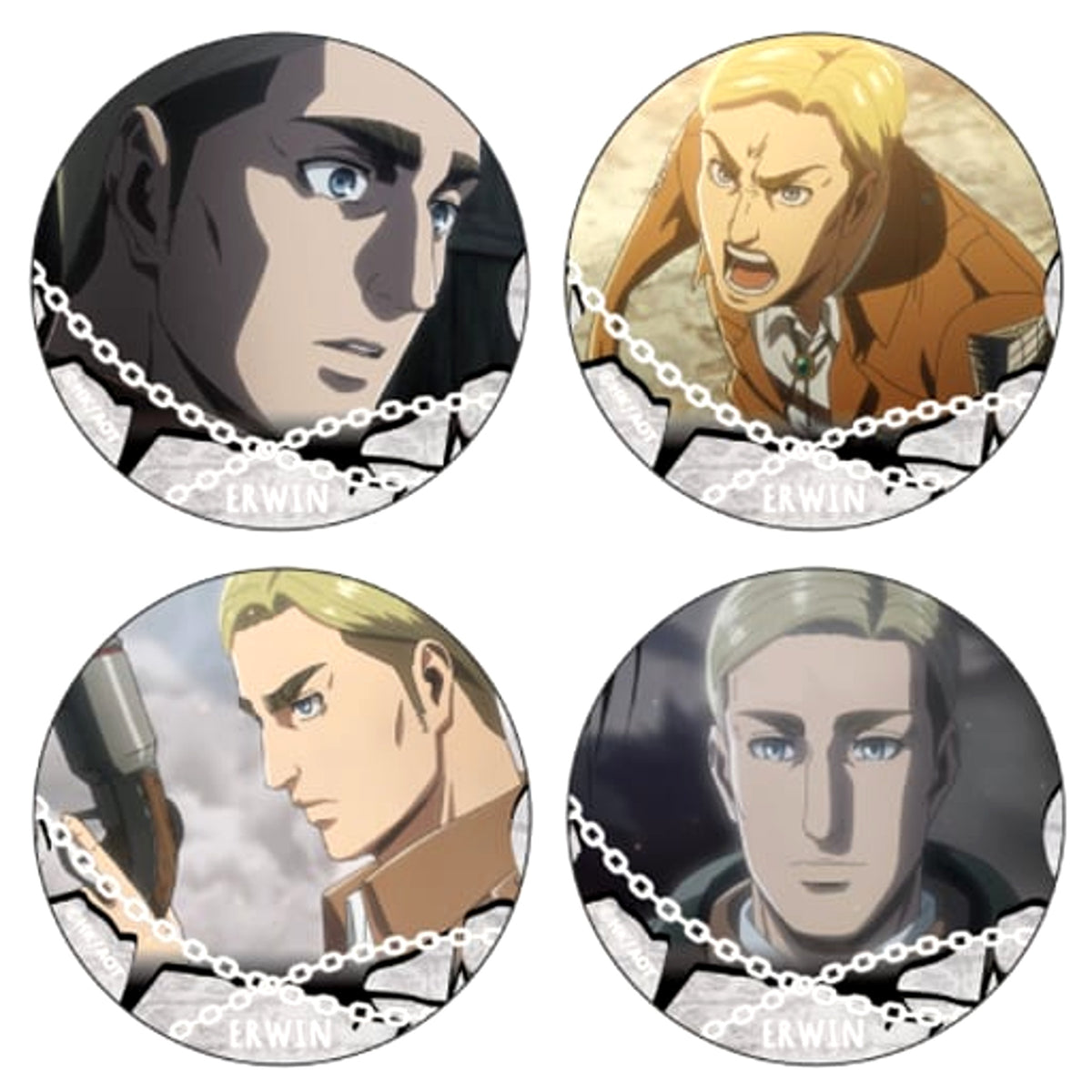 Attack on Titan Erwin Smith Favorite Character Can Badge Set of 4 Buttons [USED]