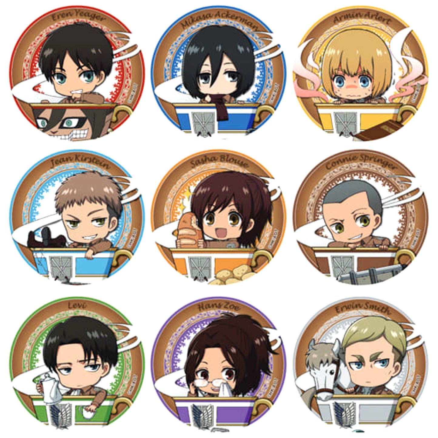 Attack on Titan Ellen Yeager & Others Cup in Series Trading Can Badge All 9 Types Set Buttons [USED]