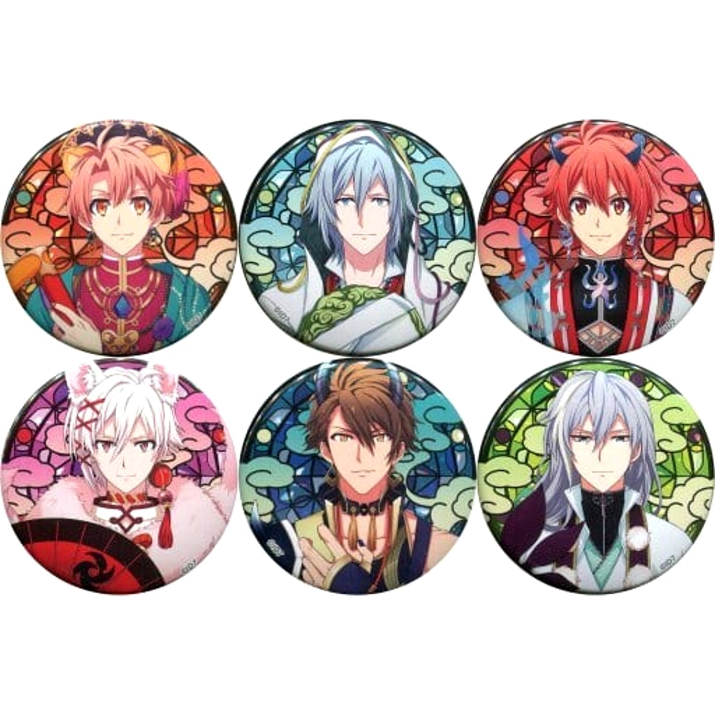 Tenn Kujo Nine tailed fox, etc. IDOLiSH7 Ayakashi Mangekyo Karatoga Okuri All 6 Types Set Chara Badge Collection Youkai Gensakuban [USED]