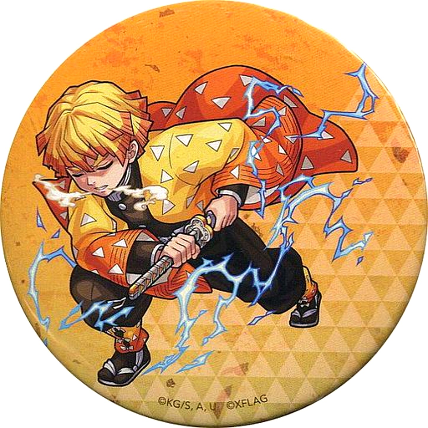 Zenitsu Agatsuma Collab Design Demon Slayer: Kimetsu no Yaiba x Monster Strike XFLAG STORE Cafe Button [USED]