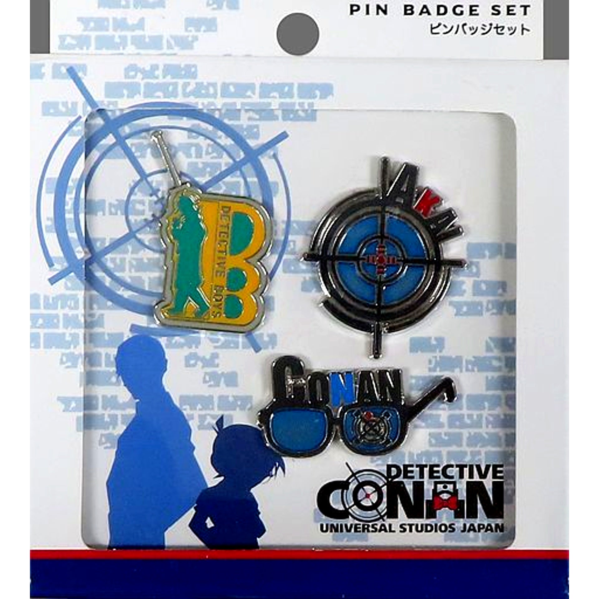 Conan Edogawa & Shuichi Akai & Detective Badge Detective Conan Pin Badge Set Universal Studios Japan Limited [USED]