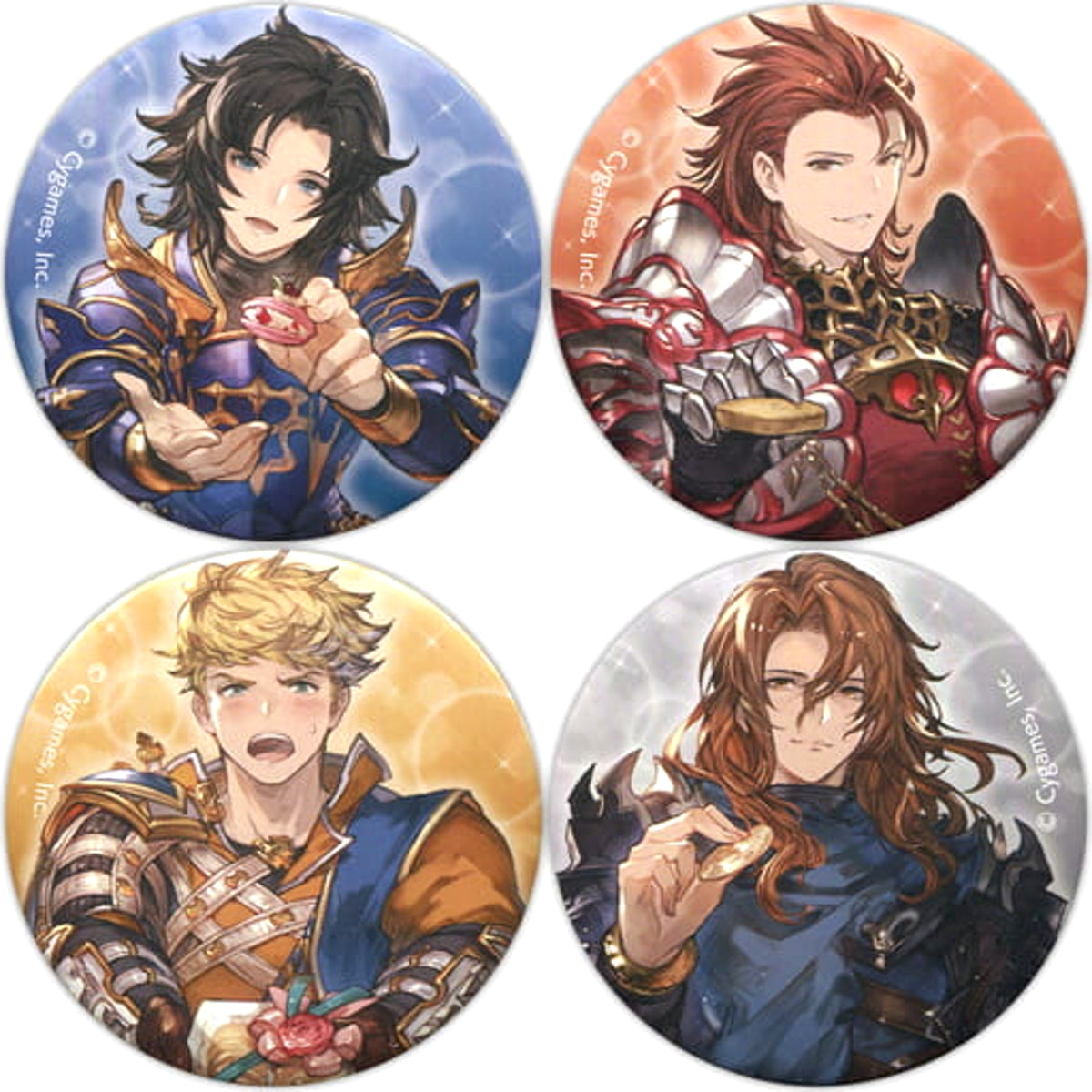 Granblue Fantasy Lancelot & Others Can Badge White Day Ver. Set of 4 Buttons [USED]
