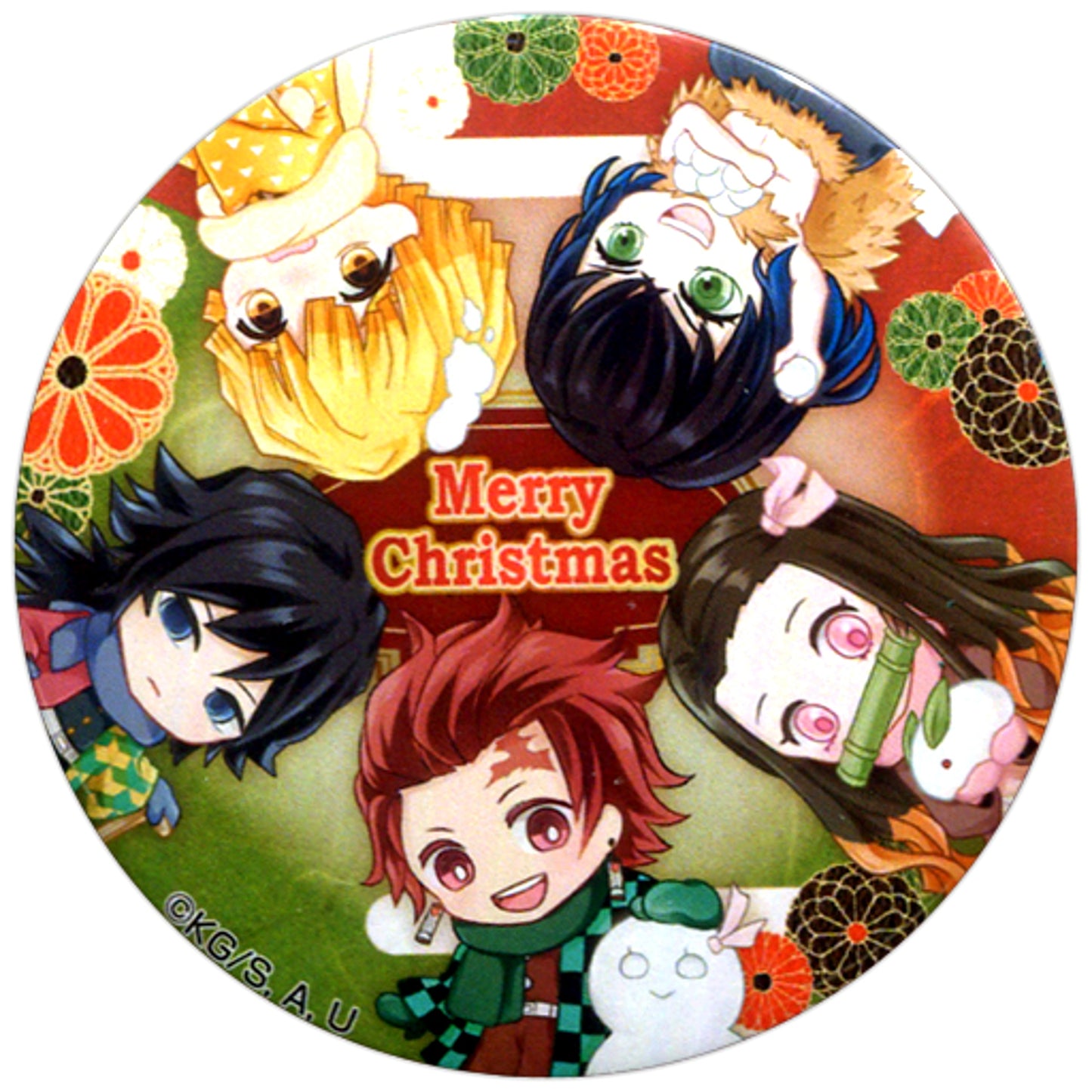 Group 5 Characters Christmas Demon Slayer Kimetsu no Yaiba Button Priroll Menu Order Bonus [USED]