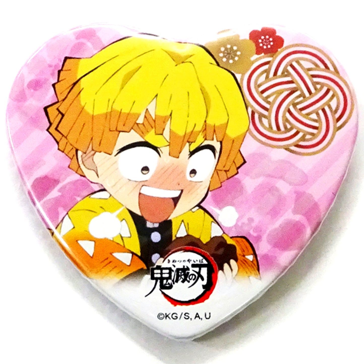 Zenitsu Agatsuma Demon Slayer: Kimetsu no Yaiba Drawn Heart Shape Button ufotable Cafe Valentine Event [USED]