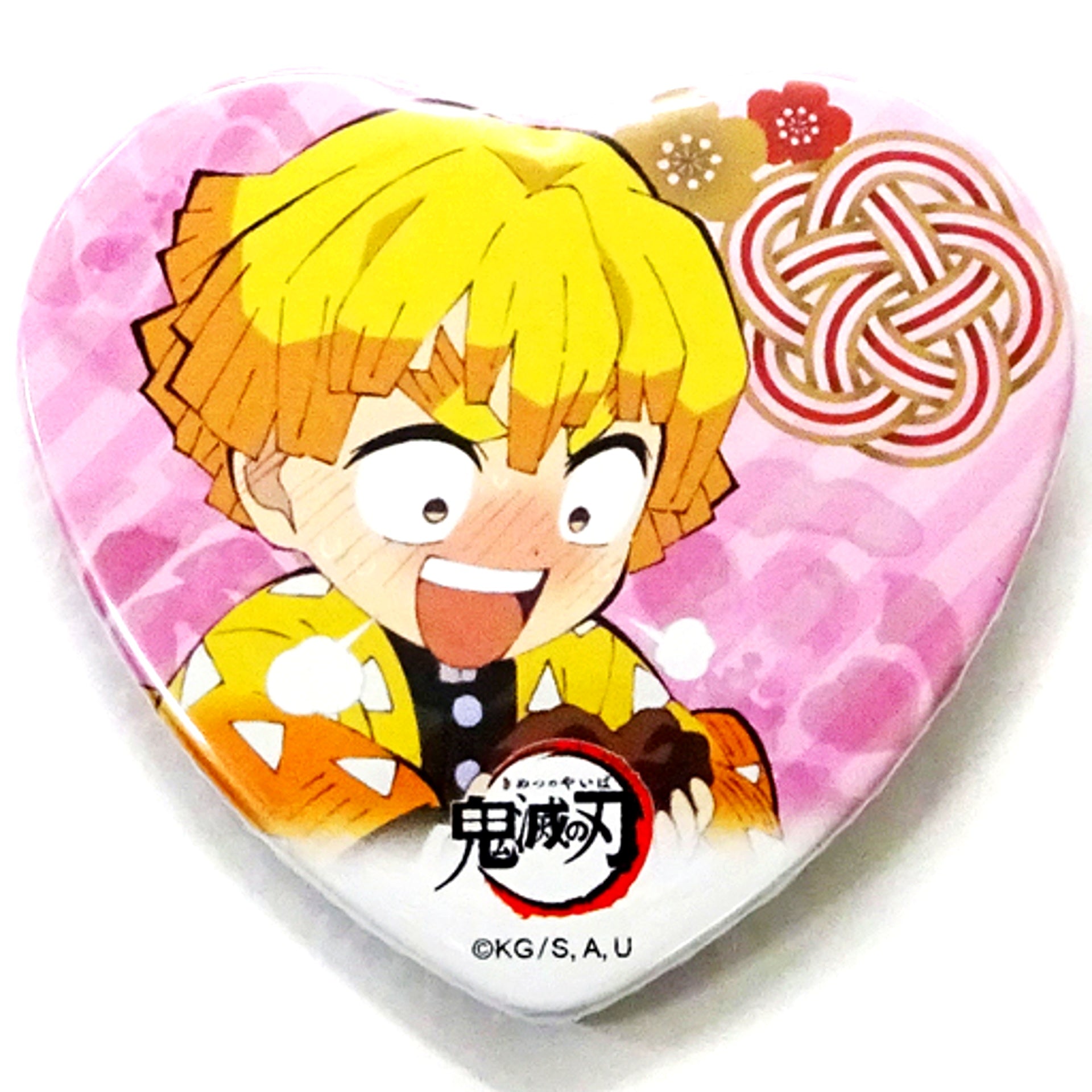 Zenitsu Agatsuma Demon Slayer: Kimetsu no Yaiba Drawn Heart Shape Button ufotable Cafe Valentine Event [USED]