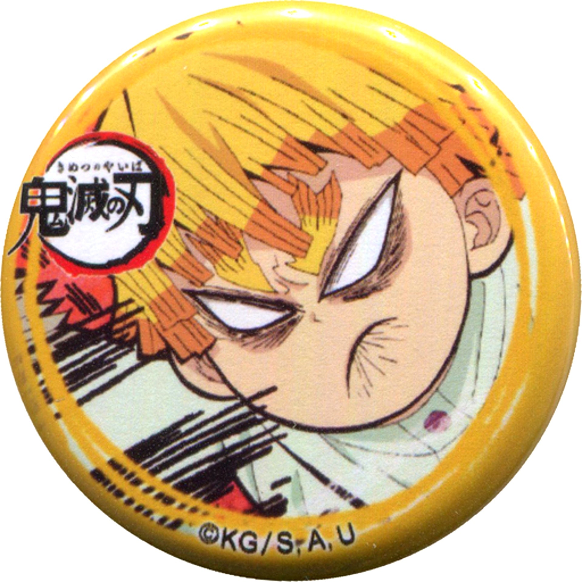 Zenitsu Agatsuma Anger Demon Slayer: Kimetsu no Yaiba Character Emaki Cafe in ufotable Cafe 4th Term Yuru Face Button Zenitsu & Tengen & Mitsuri Ver. [USED]