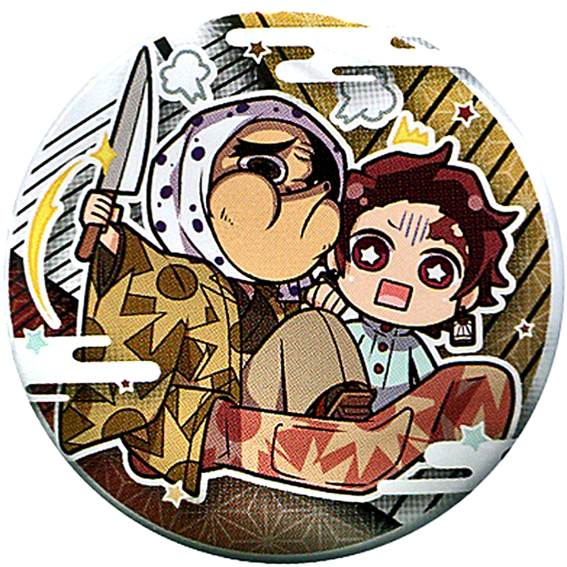 Tanjiro Kamado and Haganezuka Demon Slayer Chara Banchoukou Button Form 3 [USED]