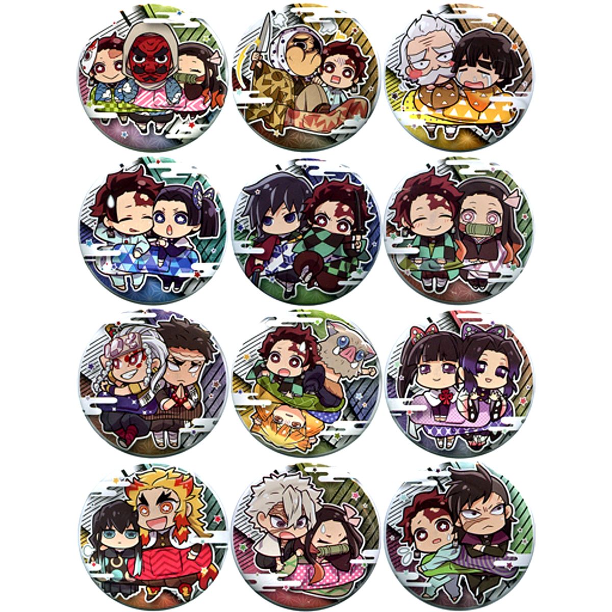 Set of 12 Demon Slayer: Kimetsu no Yaiba Charabanchoukou Button Third Form [USED]