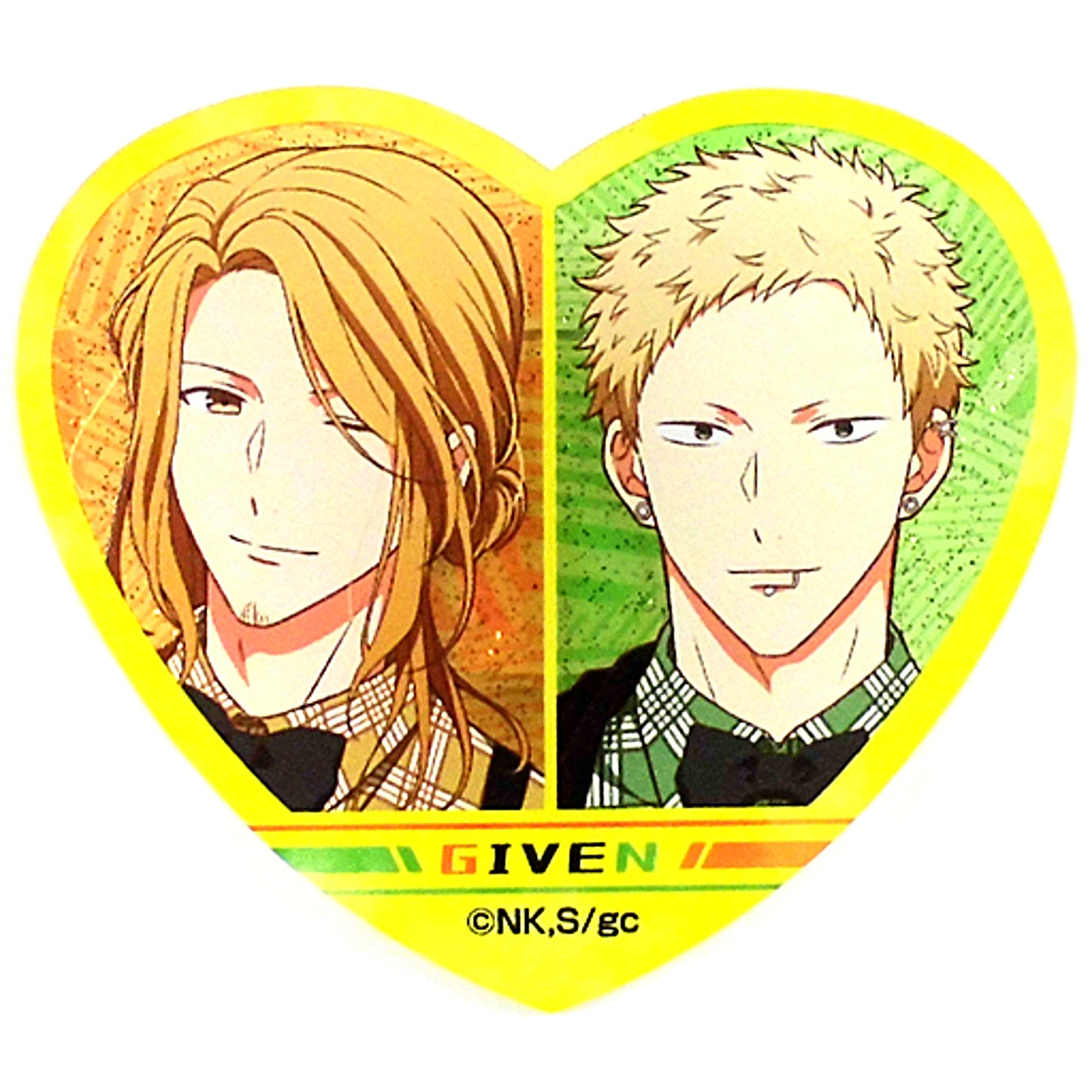 Haruki Nakayama & Akihiko Kaji Given Drawn Heart Glitter Acrylic Badge [USED]