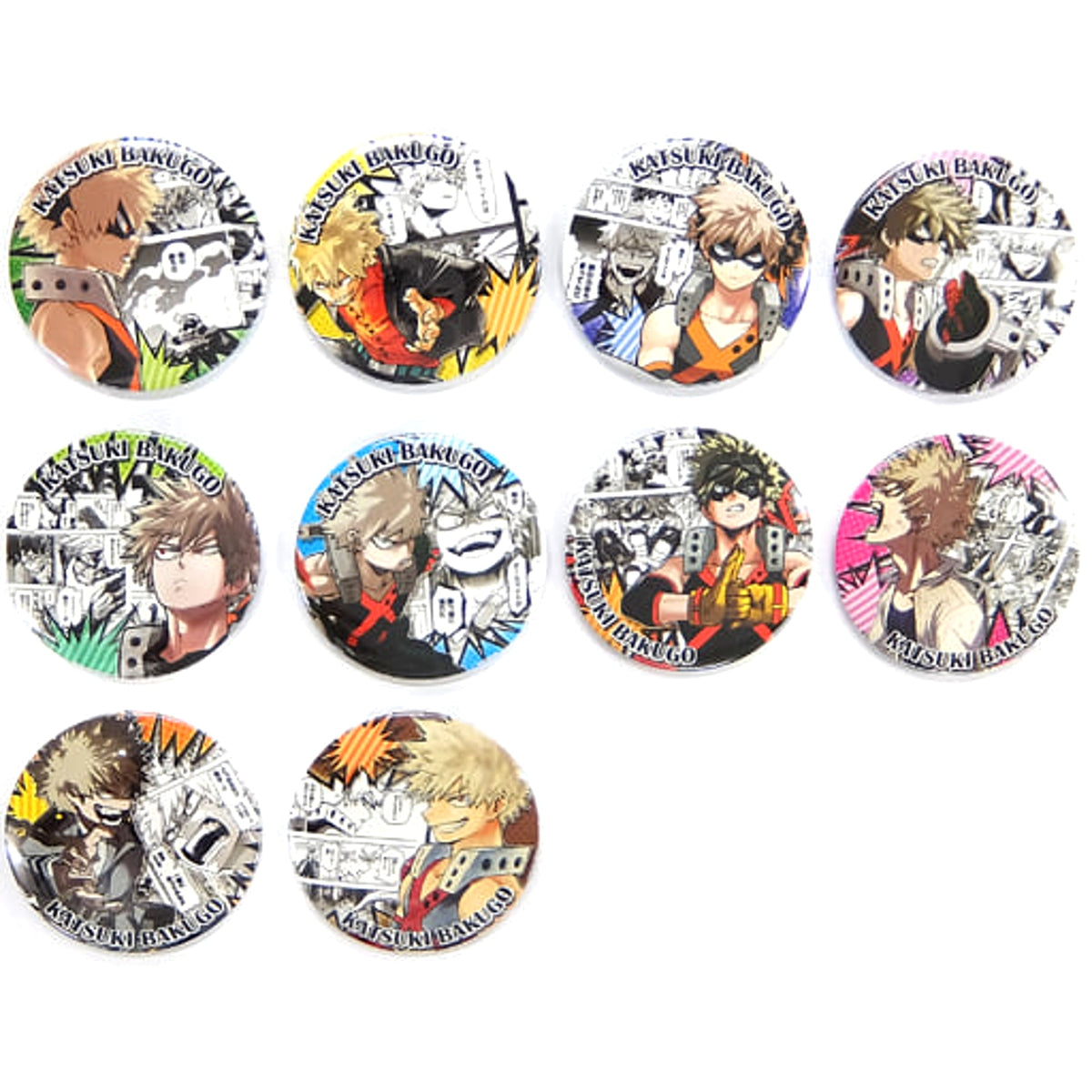 My Hero Academia Katsuki Bakugo Heroes Collection Can Badge Set of 10 Buttons [USED]