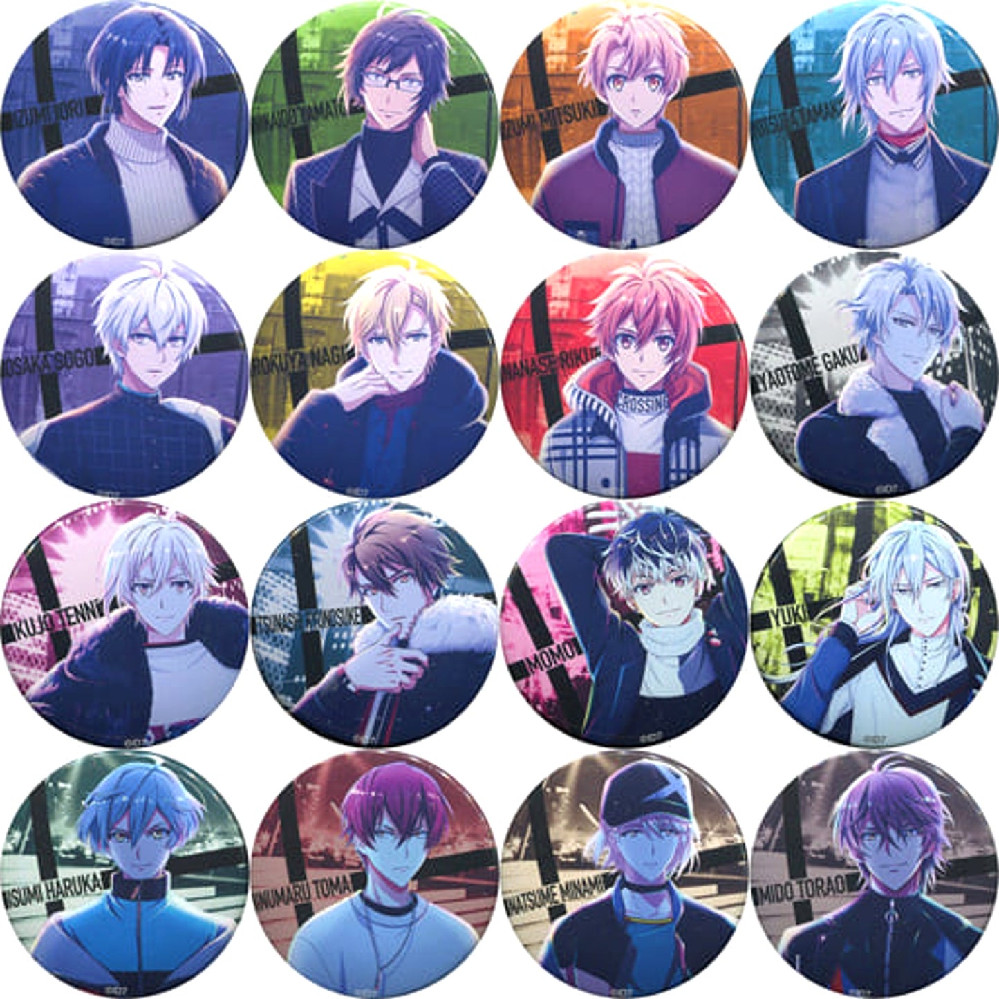 IDOLiSH7 Iori Izumi & Others Character Badge Collection Original Version 4th Anniversary Visual All 16 Types Set Buttons [USED]