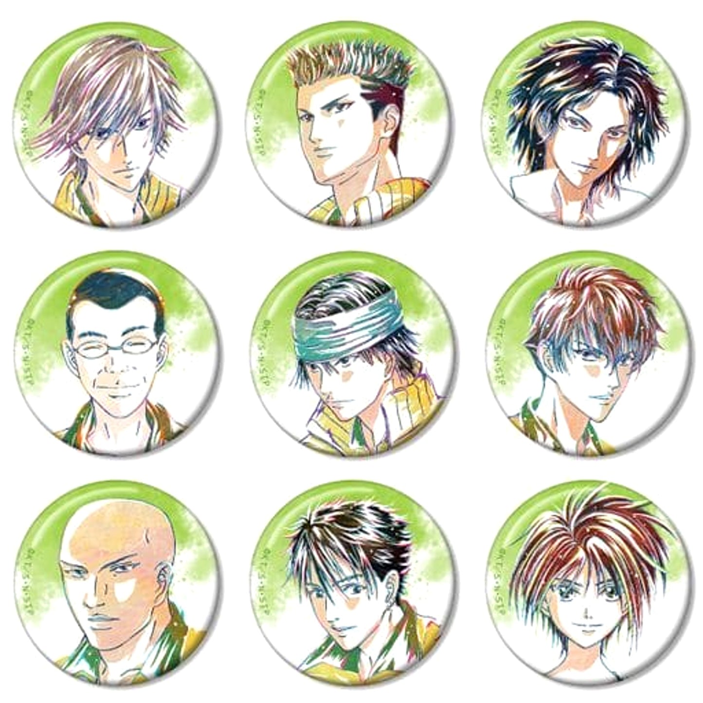 The New Prince of Tennis Kuranosuke Shiraishi & Others Ani-Art Trading Can Badge Shitenhoji All 9 Types Set Buttons [USED]