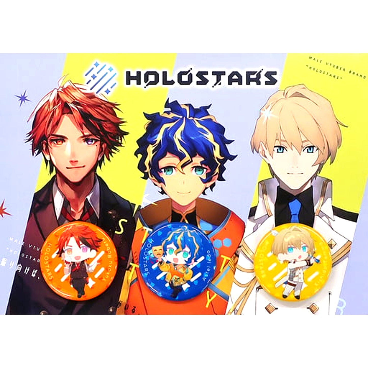 Set of 3 Astel Leda Yukoku Roberu Kishido Temma Holostars Hololive Button Vol. 2 C98 [USED]