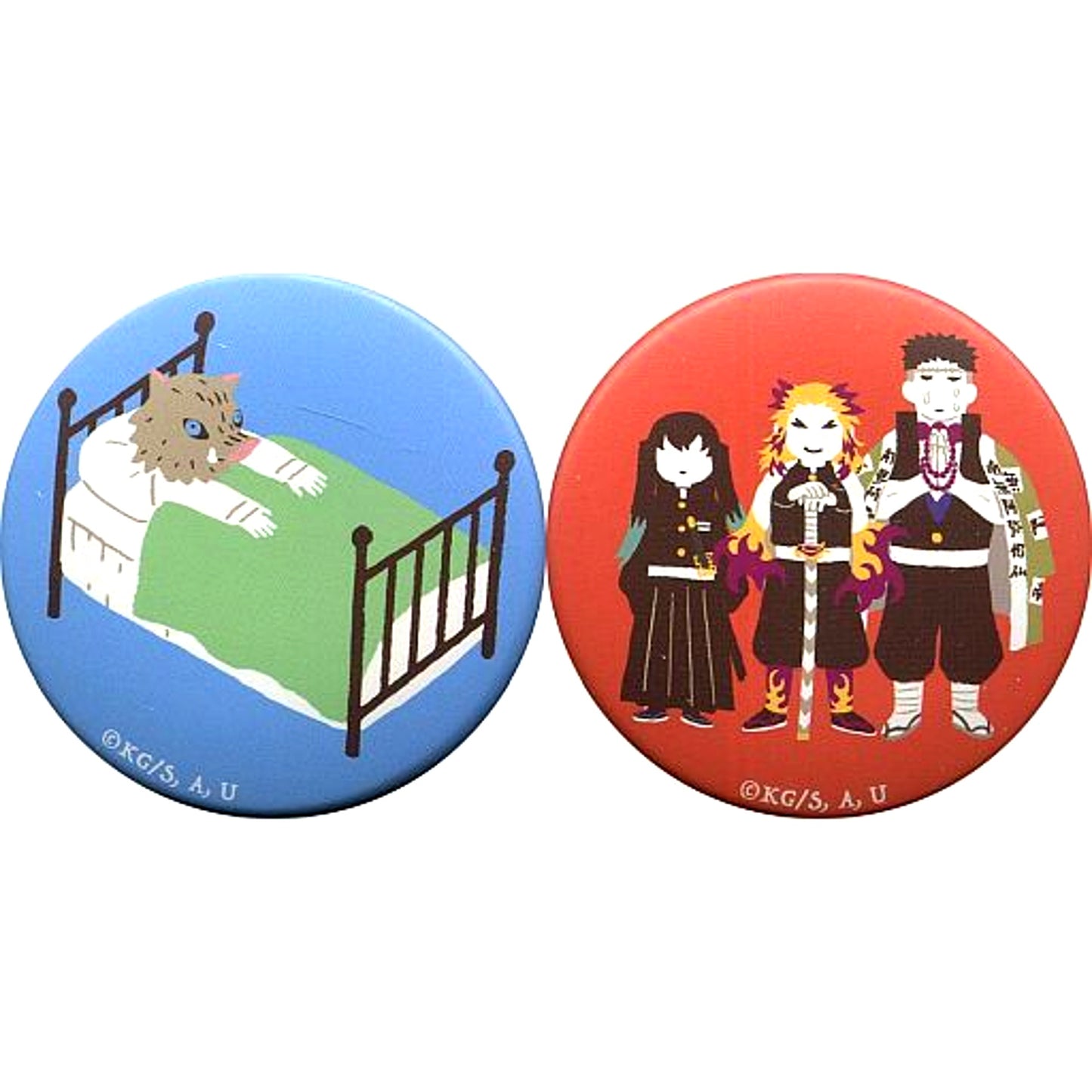 Inosuke & Rengoku & Tokito & Himejima Demon Slayer: Kimetsu no Yaiba Yuru Palette Button Set Part 4 [USED]