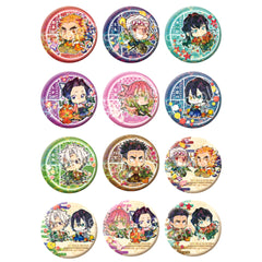 Demon Slayer: Kimetsu no Yaiba Kyojuro Rengoku & Others Trading Hologram Can Badge Part 2 Birth Flower Ver. All 12 Types Set Buttons [USED]