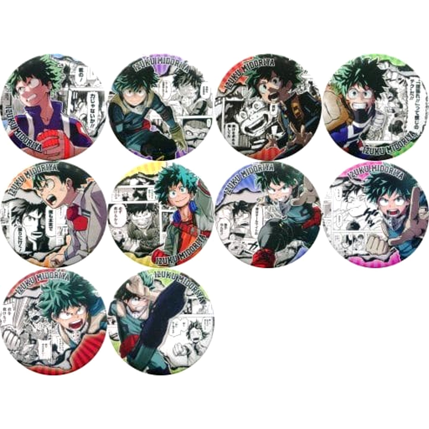My Hero Academia Izuku Midoriya Heroes Collection Can Badge Set of 10 Buttons [USED]