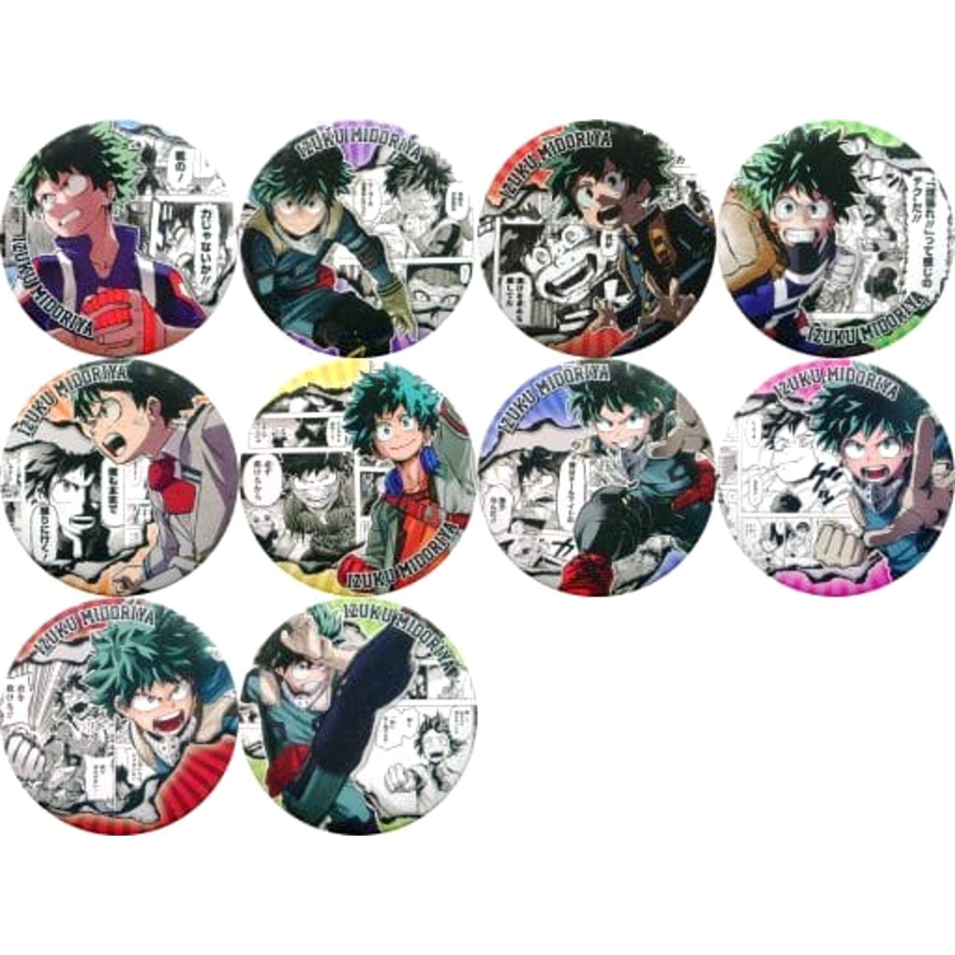My Hero Academia Izuku Midoriya Heroes Collection Can Badge Set of 10 Buttons [USED]