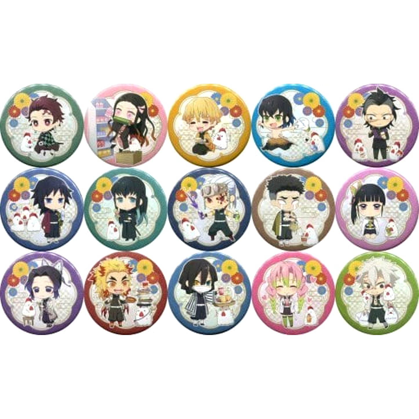 Demon Slayer: Kimetsu no Yaiba Shinobu Kocho & Others LAWSON Limited All 15 Types Set Buttons [USED]