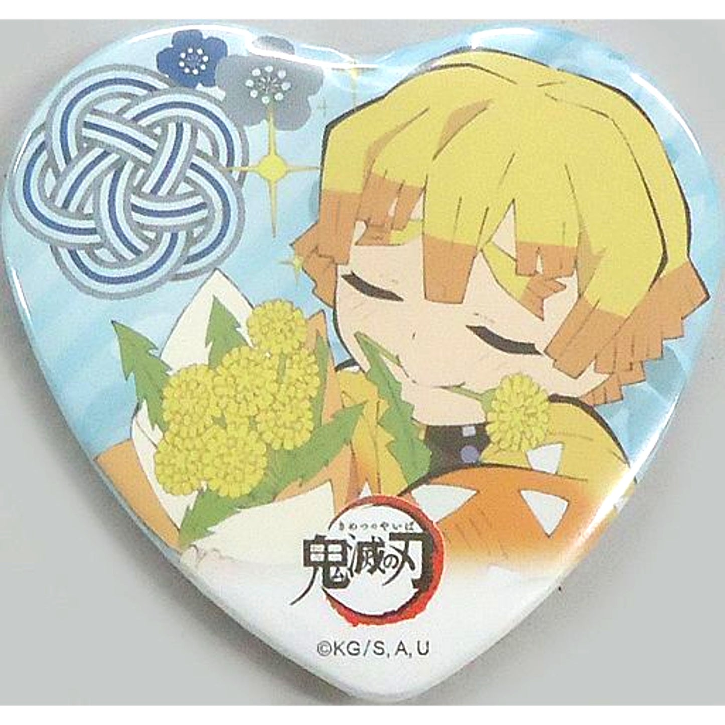 Zenitsu Agatsuma Demon Slayer Illustration Heart Button ufotable Collabo Cafe / Collabo Dining White Day Event [USED]