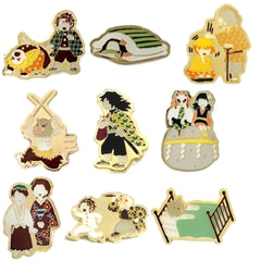 Demon Slayer: Kimetsu no Yaiba Nezuko Kamado & Others All 9 Types Set Pins Collection Yuru Palette 1st [USED]