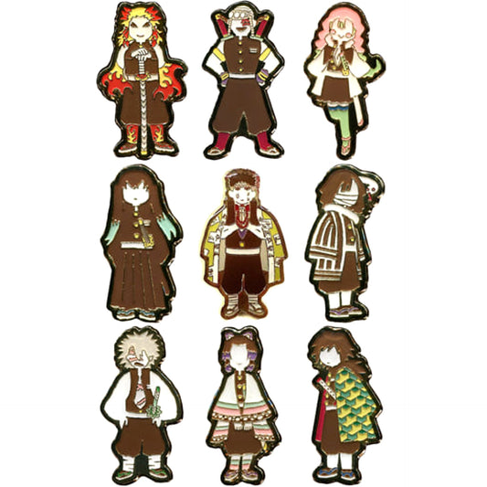 Demon Slayer: Kimetsu no Yaiba Kyojuro Rengoku & Others All 9 Types Set Pins Collection Yuru Palette 2nd [USED]
