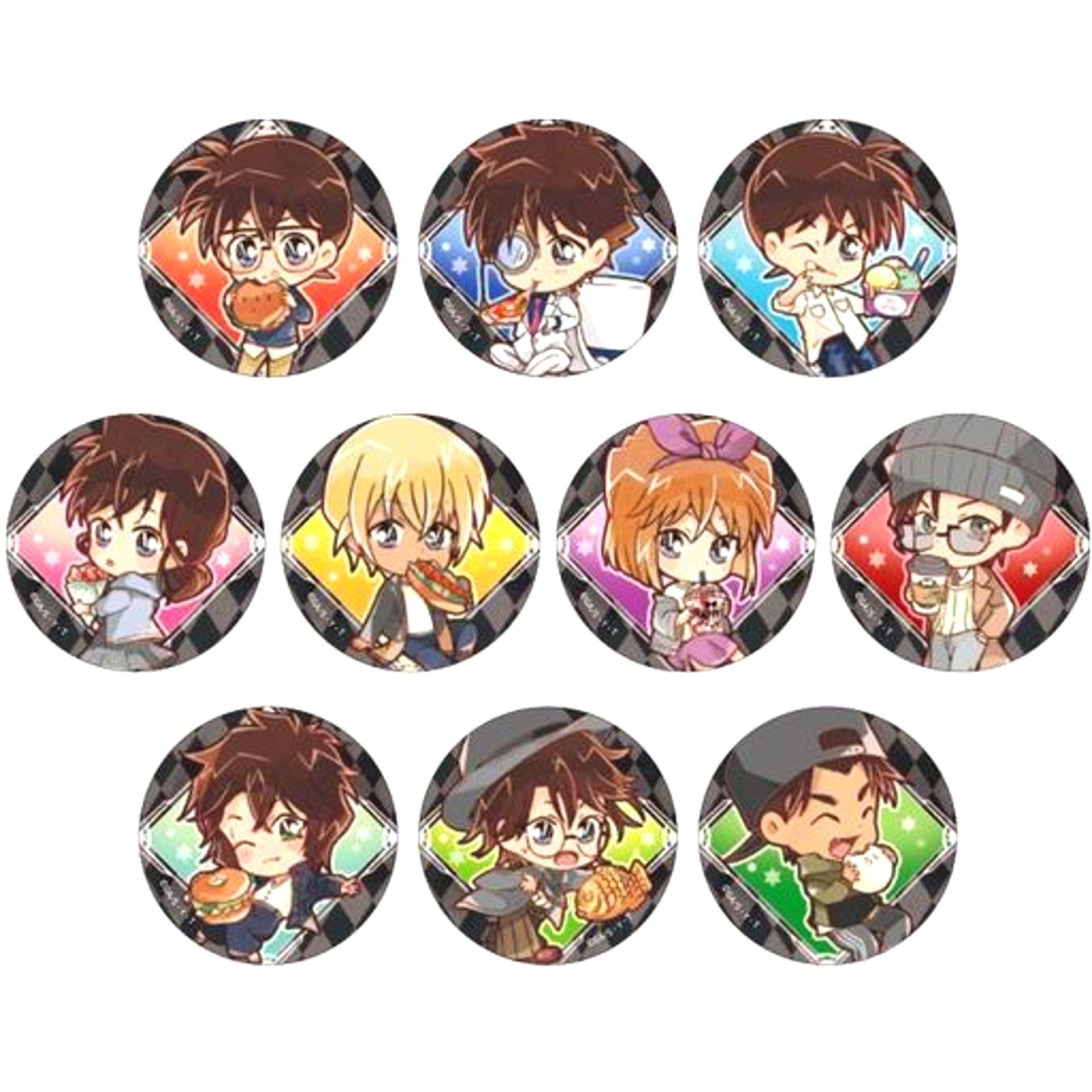 Set of 10 Detective Conan Trading Button Junk SD [USED]