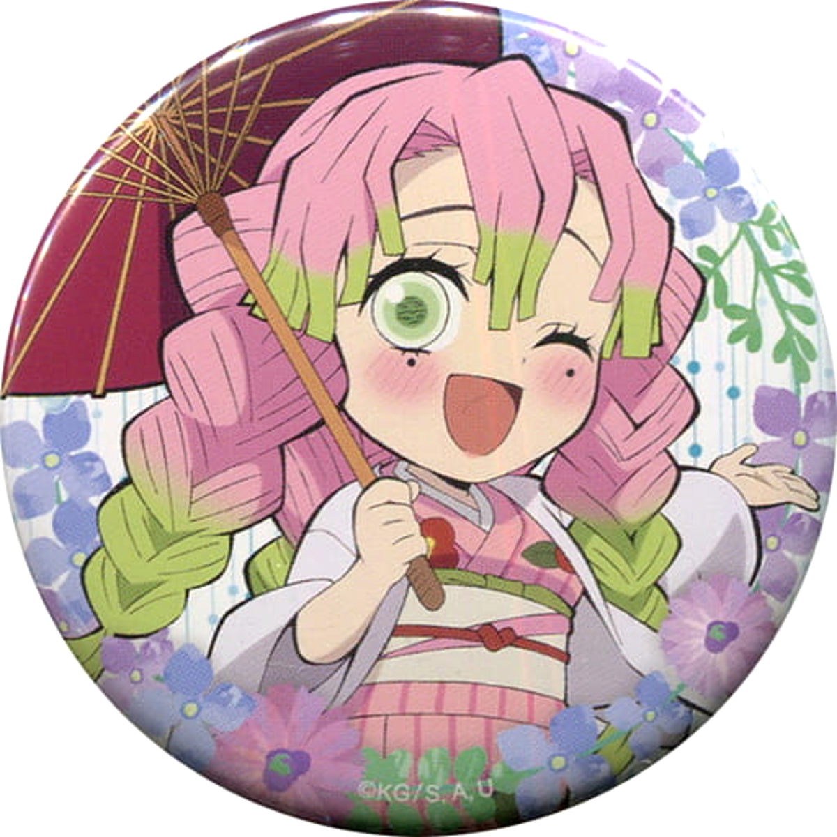 Demon Slayer: Kimetsu no Yaiba Mitsuri Kanroji Normal Random Drawn 56mm Can Badge Group A Ufotable Cafe Rainy Season Event Limited Buttons [USED]