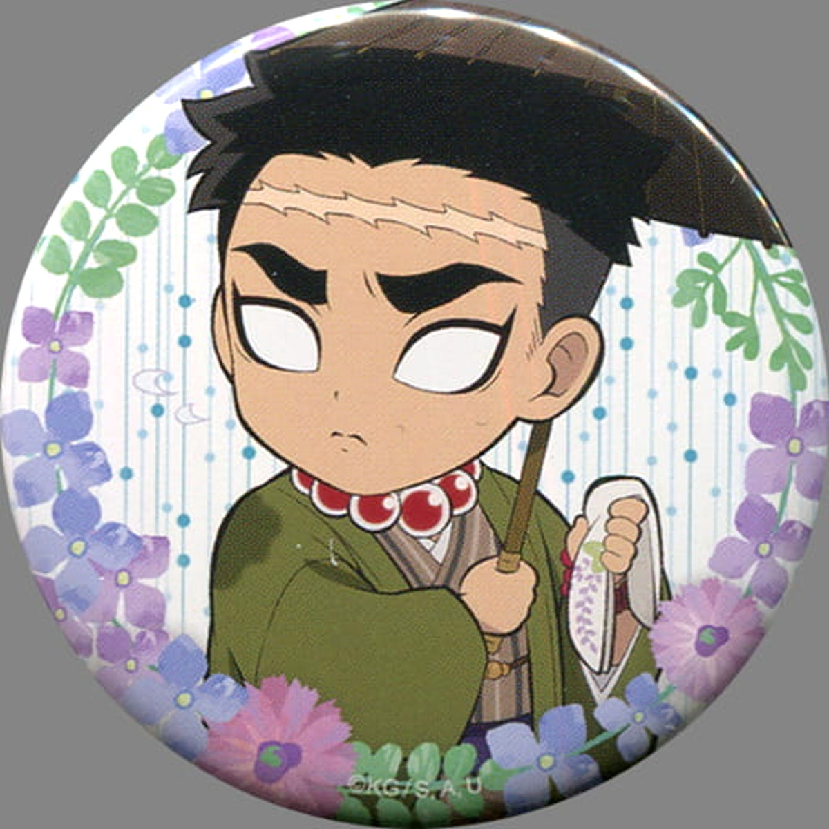 Demon Slayer: Kimetsu no Yaiba Gyomei Himejima Random Drawn 56mm Can Badge Group A Ufotable Cafe Rainy Season Event Limited Buttons [USED]